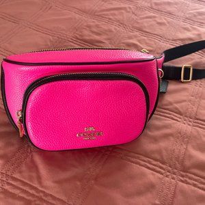 NEW Coach Court Belt Bag Pink and Black Colorblock Fanny Pack Sport C6077